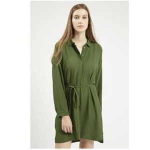 Topshop Self-tie Shirt Dress, Khaki, Size US 2